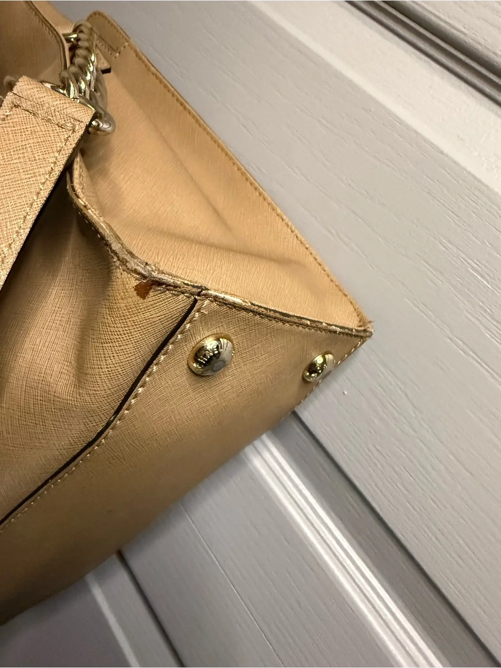 Beige Michael Kors Bag with Leopard Bow Accent - Picture 4 of 7